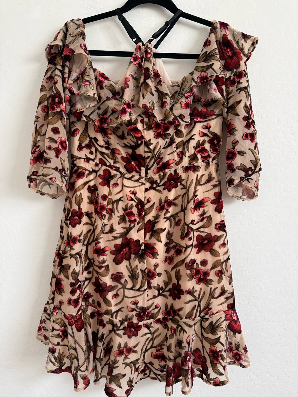 Ali & Jay Dropit Like its Hot Floral Burnout Velvet Ruffle Mini Dress Large NWT